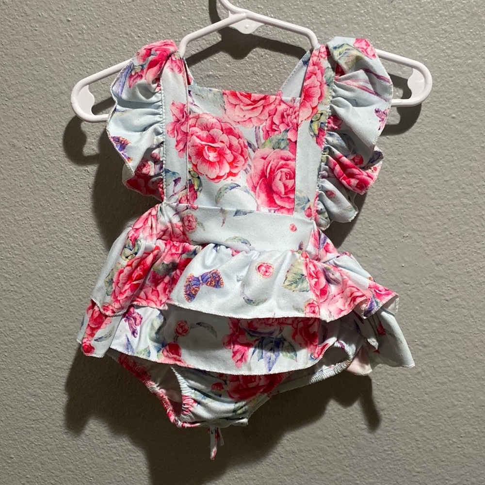 Floral 0-3 month ruffle romper